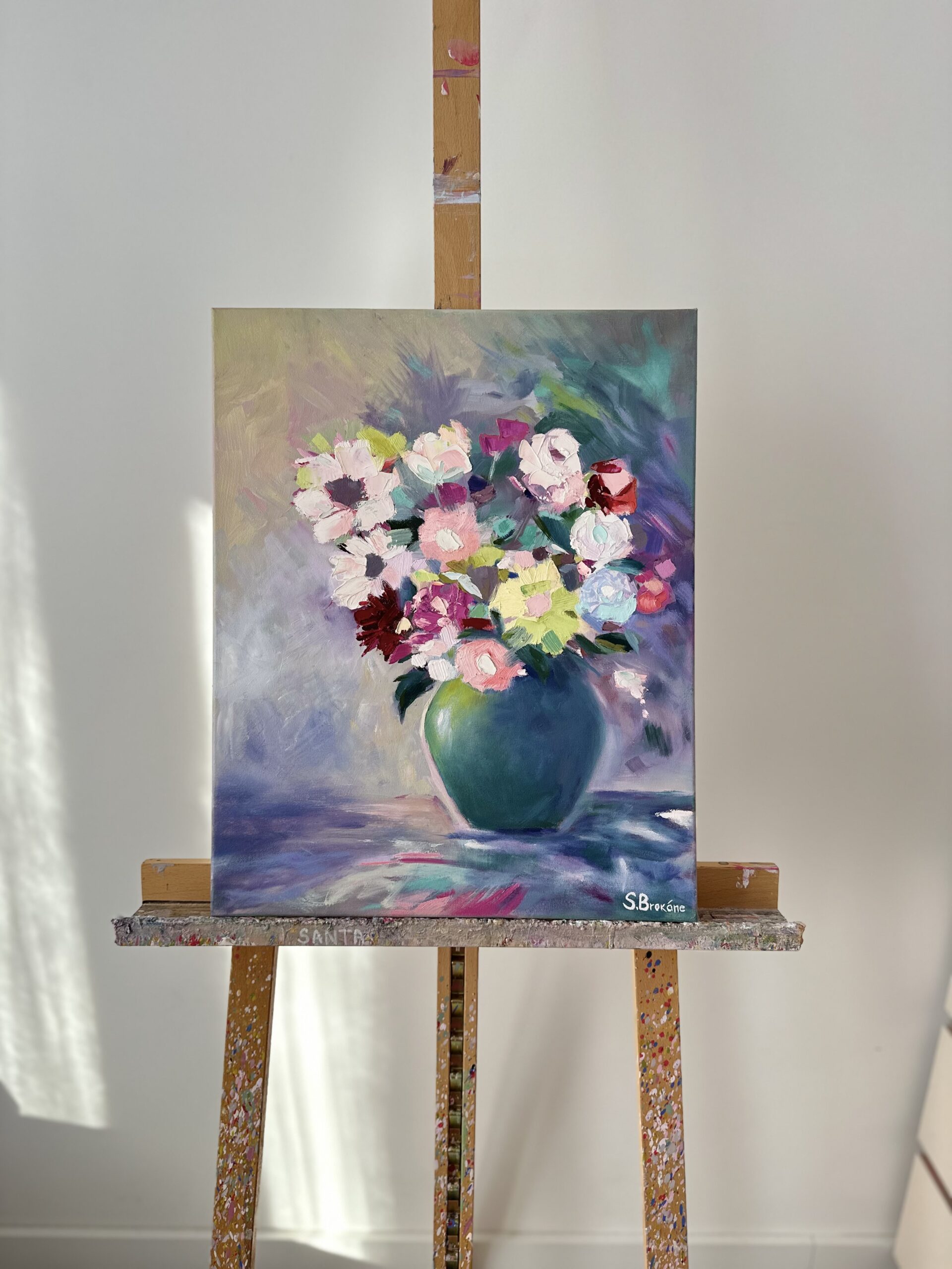 "Flowers in a green vase" - Image 7